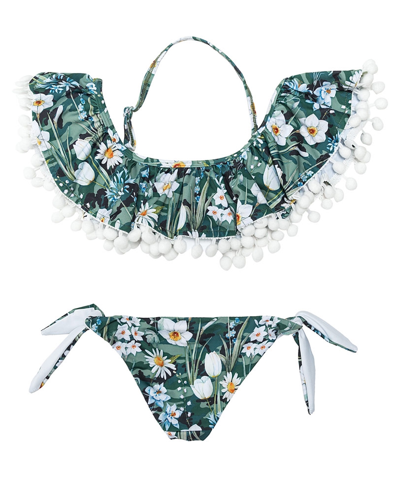 Bikini Niña MONNALISA Verde Flores Ro Infantil