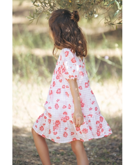 Vestido Niña TARTINE ET CHOCOLAT Blanco Flores de Algodón